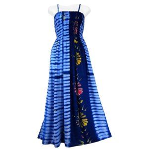 New Flower Tie-Dye Sarong Dress Hand Painted Flowers Mid Calf 6 Colors Available